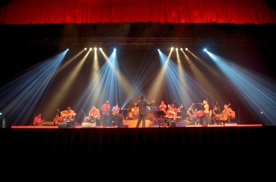 The World Jazz Orkestra is a 24 piece ensemble consisting of a string section with flute, a jazz quintet ,and indian (northern and southern percussions) and a chinese 2 strings violin ( Erhu)